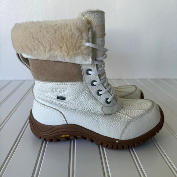 UGG Adirondack White Tan Size 6 Snow Boots - Picture 4 of 11
